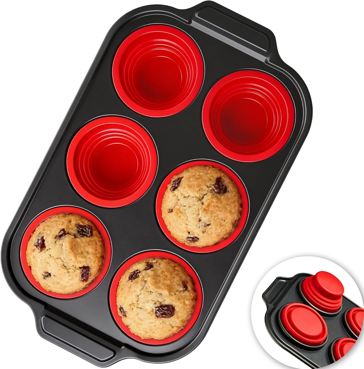 Silicone Cupcake Pan for Baking with Metal Reinforced Frame