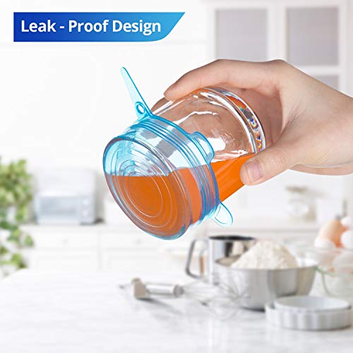 Silicone Stretch Lids, Zero Waste Reusable Silicone Container Lids, 6 PCS, Blue