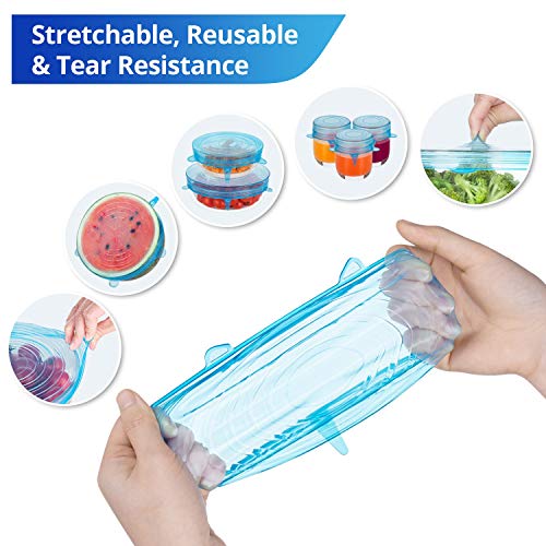 Silicone Stretch Lids, Zero Waste Reusable Silicone Container Lids, 6 PCS, White