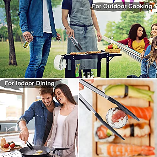 7"+9"+12" Silicone Kitchen Tongs Set | Cooking Tongs | Serving Tongs, Black